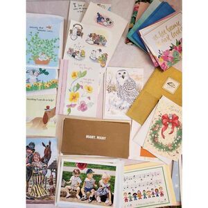 Vintage blank greeting cards 90s 70s Thank you wedding engagement rainy day